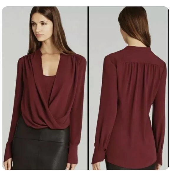 BCBGMaxAzria Tops - BCBG Max Azria “Jacklyn” Blouse in Merlot size XS. New With Tags!
